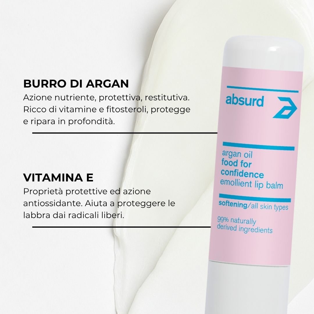 NOURISHING EMOLLIENT LIP BALM WITH ARGAN OIL - FOOD FOR CONFIDANCE