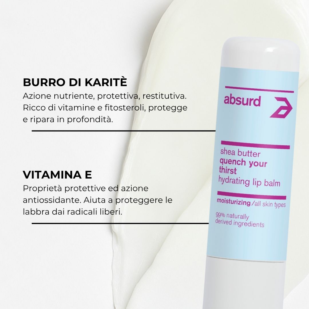 LIPBALM IDRATANTE PROTETTIVO CON BURRO DI KARITÈ - QUENCH YOUR THIRST