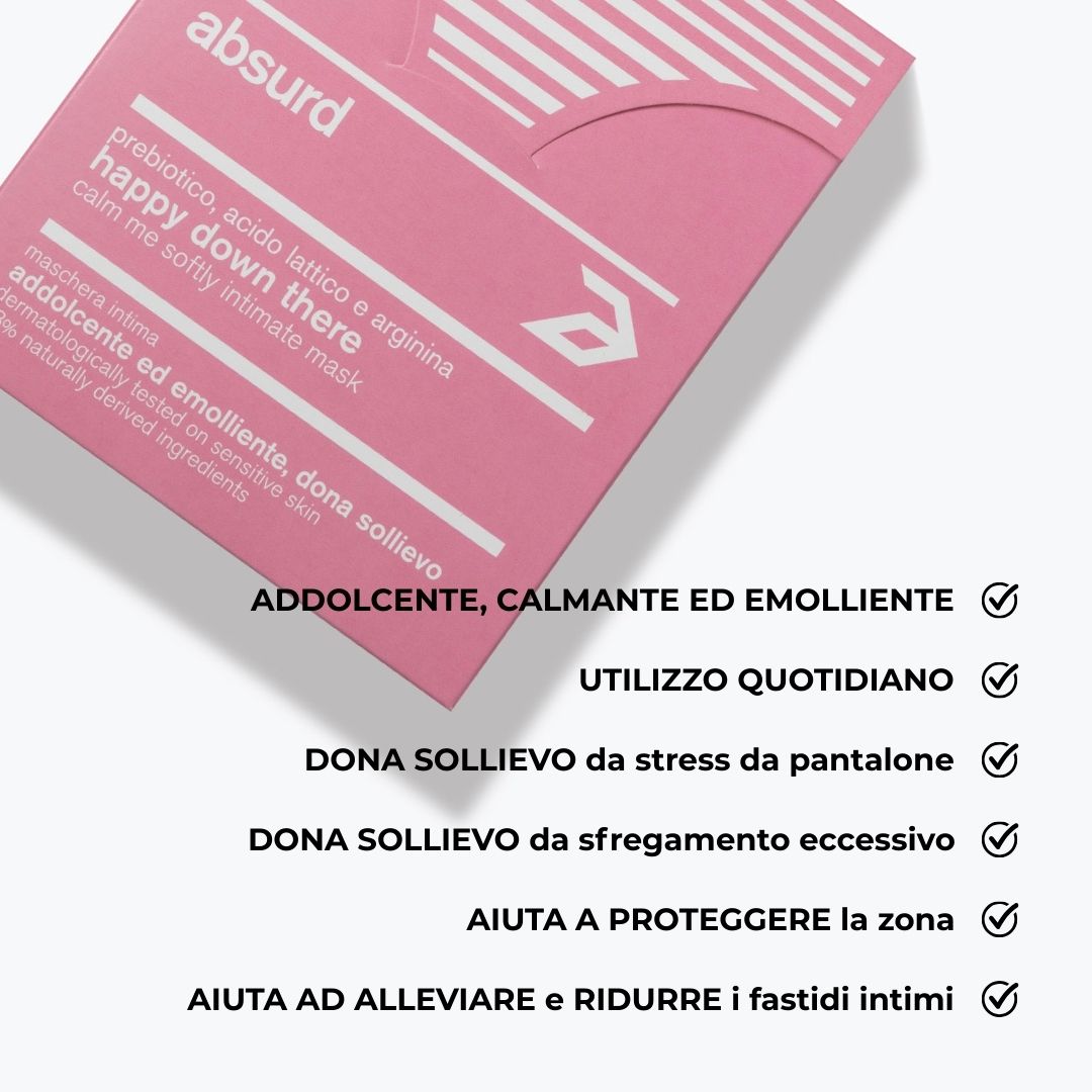 MASCHERA INTIMA ADDOLCENTE ED EMOLLIENTE CALM ME SOFLTY - 3 pezzi - HAPPY DOWN THERE